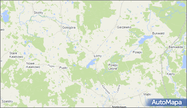 mapa Łomy gmina Jonkowo, Łomy gmina Jonkowo na mapie Targeo