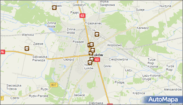 mapa Łuków, Łuków na mapie Targeo