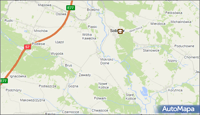 mapa Mokrsko Dolne, Mokrsko Dolne na mapie Targeo