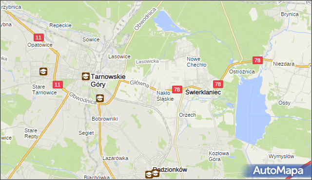 mapa Nakło Śląskie, Nakło Śląskie na mapie Targeo