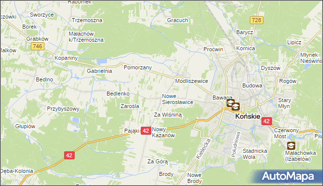 mapa Nowe Sierosławice, Nowe Sierosławice na mapie Targeo