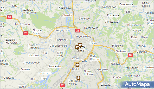 mapa Nowego Sącza, Nowy Sącz na mapie Targeo