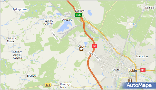 mapa Obora gmina Lubin, Obora gmina Lubin na mapie Targeo