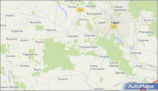 mapa Olszowa-Piaski, Olszowa-Piaski na mapie Targeo