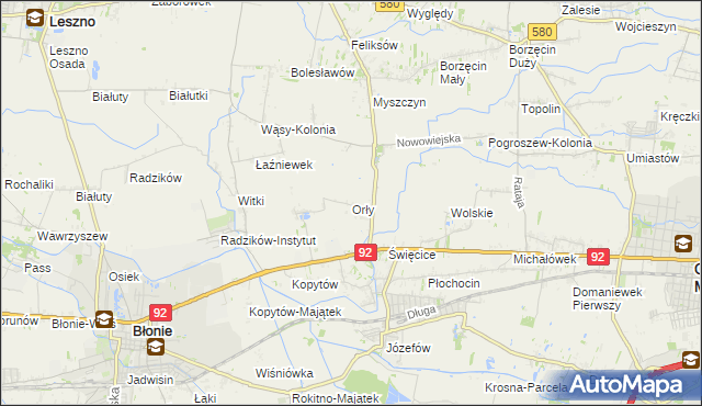 mapa Orły gmina Ożarów Mazowiecki, Orły gmina Ożarów Mazowiecki na mapie Targeo