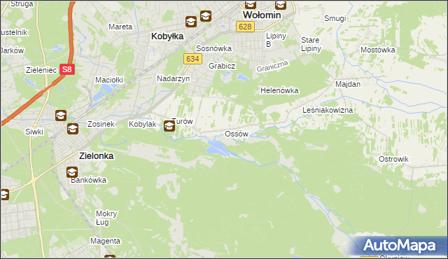 mapa Ossów, Ossów na mapie Targeo