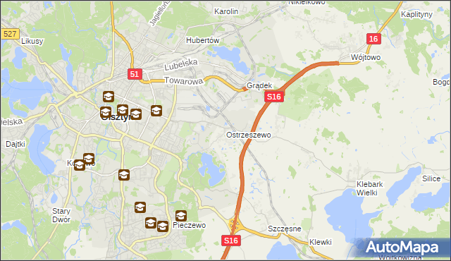 mapa Ostrzeszewo, Ostrzeszewo na mapie Targeo