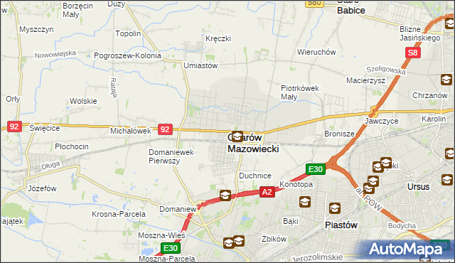 mapa Ożarów Mazowiecki, Ożarów Mazowiecki na mapie Targeo