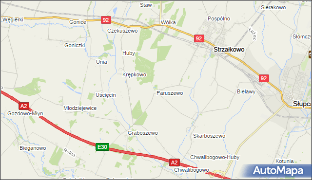 mapa Paruszewo, Paruszewo na mapie Targeo