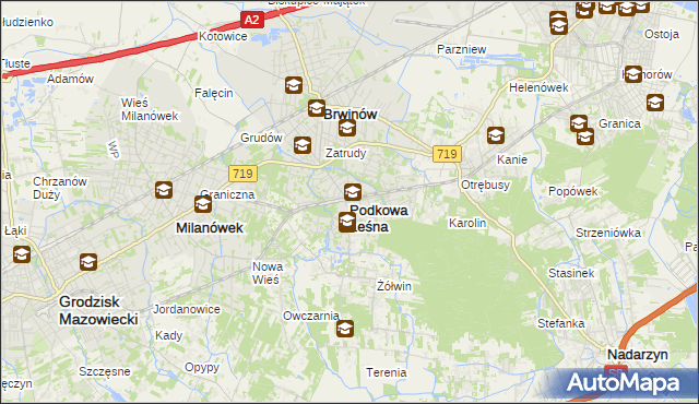 mapa Podkowa Leśna, Podkowa Leśna na mapie Targeo