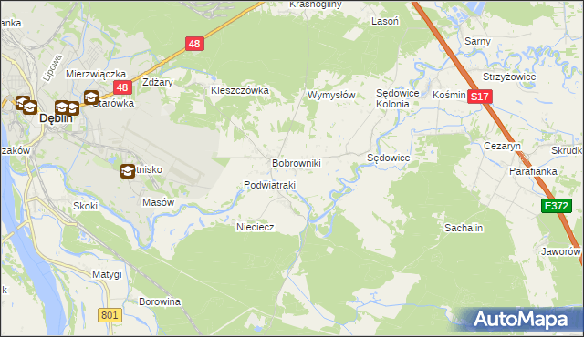 mapa Podwierzbie gmina Ryki, Podwierzbie gmina Ryki na mapie Targeo