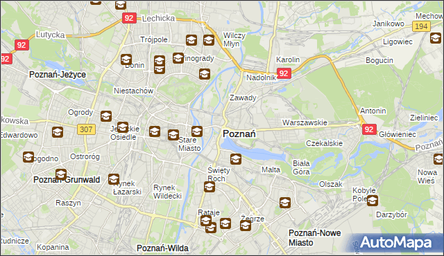 mapa Poznania, Poznań na mapie Targeo