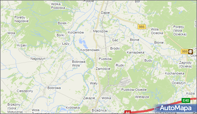 mapa Pustków gmina Dębica, Pustków gmina Dębica na mapie Targeo