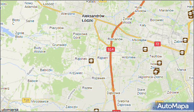 mapa Rąbień, Rąbień na mapie Targeo