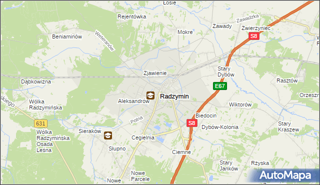 mapa Radzymin powiat wołomiński, Radzymin powiat wołomiński na mapie Targeo