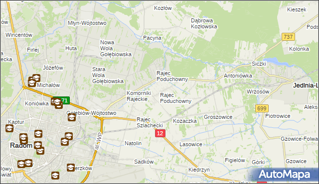 mapa Rajec Poduchowny, Rajec Poduchowny na mapie Targeo