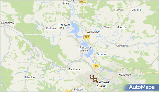 mapa Rakowice Wielkie, Rakowice Wielkie na mapie Targeo