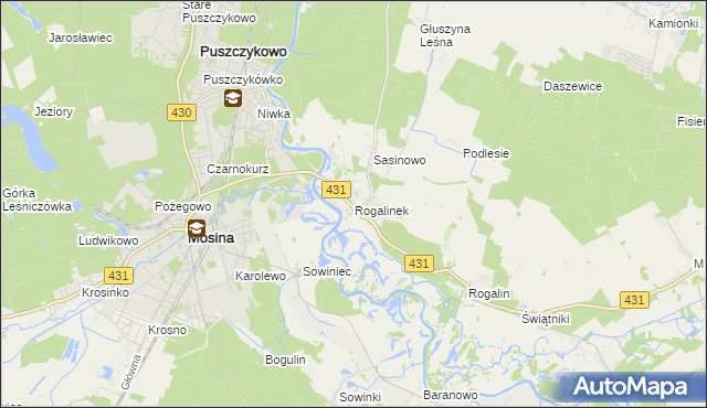 mapa Rogalinek, Rogalinek na mapie Targeo