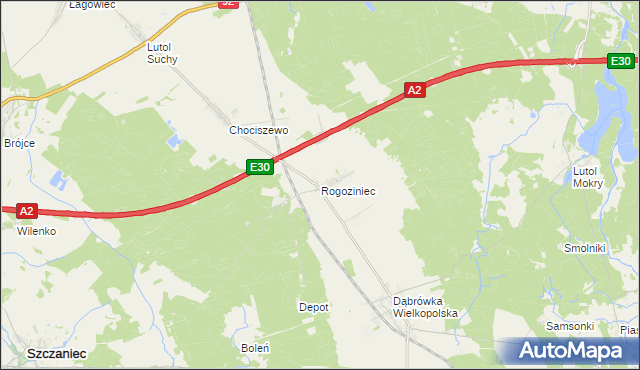 mapa Rogoziniec, Rogoziniec na mapie Targeo