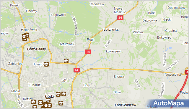 mapa Różki gmina Łódź, Różki gmina Łódź na mapie Targeo