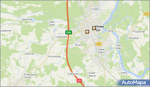 mapa Rudno gmina Nowa Sól, Rudno gmina Nowa Sól na mapie Targeo