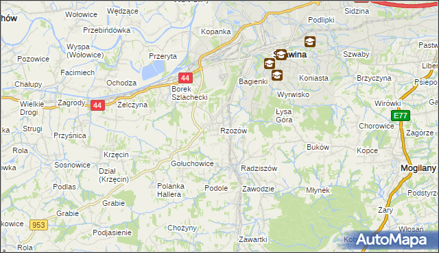 mapa Rzozów, Rzozów na mapie Targeo