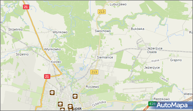 mapa Siemianice gmina Słupsk, Siemianice gmina Słupsk na mapie Targeo