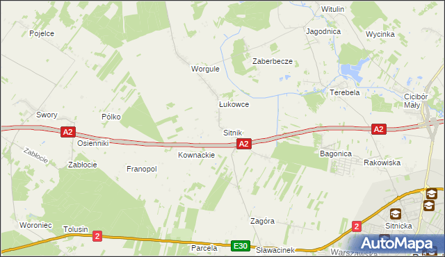 mapa Sitnik gmina Biała Podlaska, Sitnik gmina Biała Podlaska na mapie Targeo