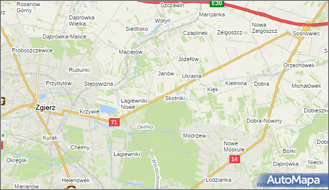 mapa Skotniki gmina Zgierz, Skotniki gmina Zgierz na mapie Targeo