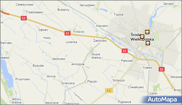 mapa Słupia Wielka, Słupia Wielka na mapie Targeo