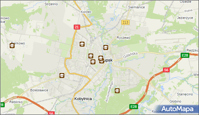 mapa Słupska, Słupsk na mapie Targeo