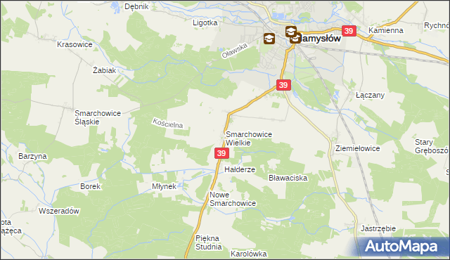 mapa Smarchowice Wielkie, Smarchowice Wielkie na mapie Targeo