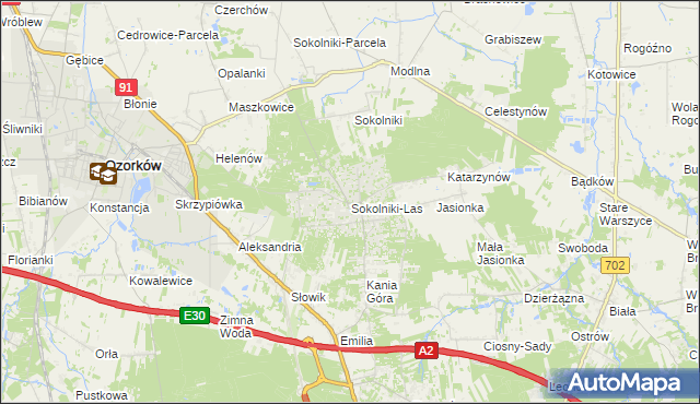 mapa Sokolniki-Las, Sokolniki-Las na mapie Targeo