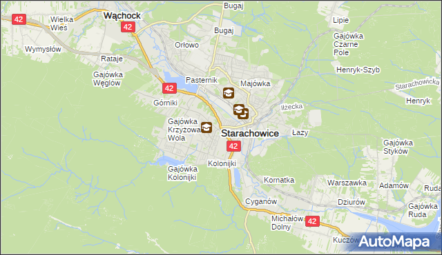 mapa Starachowic, Starachowice na mapie Targeo