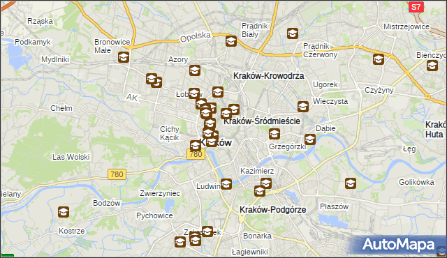 mapa Stare Miasto gmina Kraków, Stare Miasto gmina Kraków na mapie Targeo