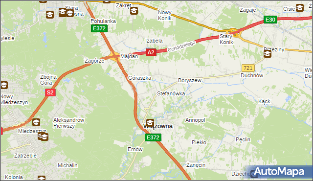mapa Stefanówka gmina Wiązowna, Stefanówka gmina Wiązowna na mapie Targeo