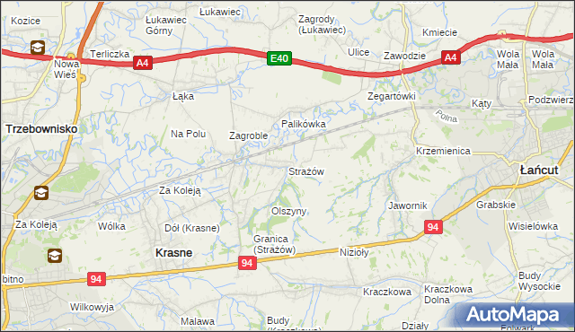 mapa Strażów, Strażów na mapie Targeo