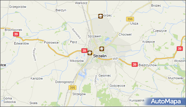 mapa Strzelin, Strzelin na mapie Targeo