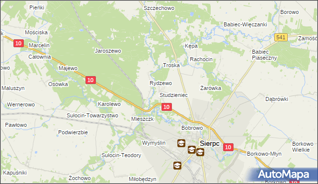 mapa Studzieniec gmina Sierpc, Studzieniec gmina Sierpc na mapie Targeo