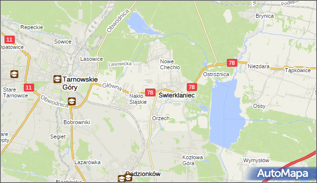 mapa Świerklaniec, Świerklaniec na mapie Targeo