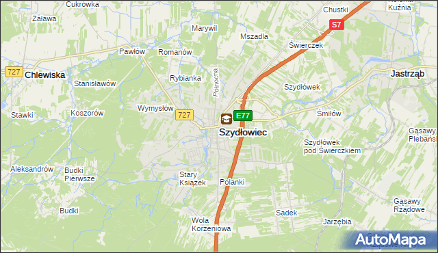 mapa Szydłowiec, Szydłowiec na mapie Targeo