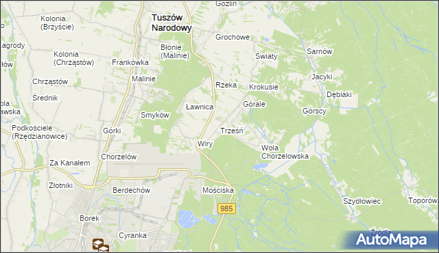 mapa Trześń gmina Mielec, Trześń gmina Mielec na mapie Targeo