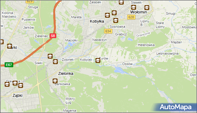 mapa Turów gmina Wołomin, Turów gmina Wołomin na mapie Targeo