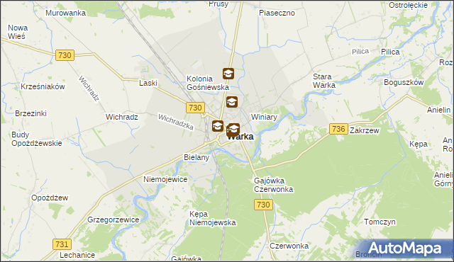 mapa Warka, Warka na mapie Targeo