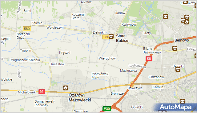 mapa Wieruchów, Wieruchów na mapie Targeo