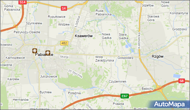 mapa Wola Zaradzyńska, Wola Zaradzyńska na mapie Targeo