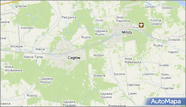 mapa Woźbin, Woźbin na mapie Targeo