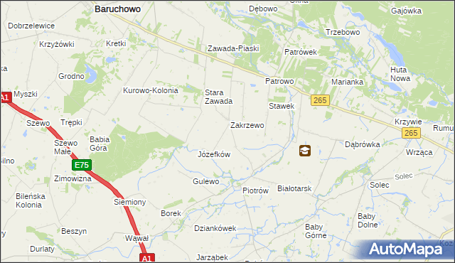 mapa Zakrzewo-Parcele, Zakrzewo-Parcele na mapie Targeo