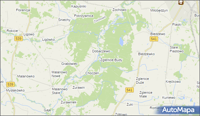 mapa Zglenice-Budy, Zglenice-Budy na mapie Targeo