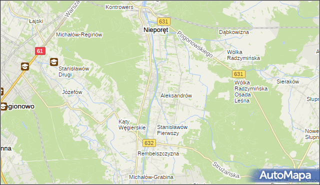 mapa Aleksandrów gmina Nieporęt, Aleksandrów gmina Nieporęt na mapie Targeo